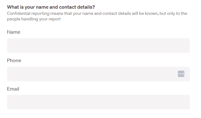 Confidential reporting.