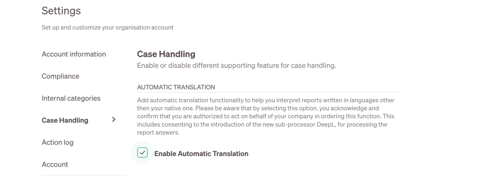 Enable Automated Translations.
