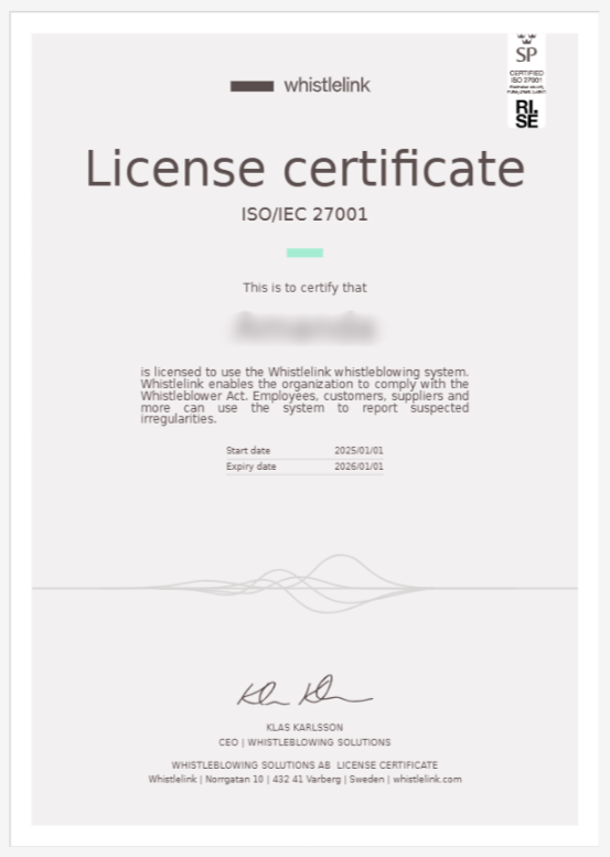 Whistlelink Certificate